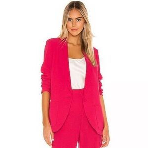 Amanda Uprichard Shawl Collar Blazer Jacket in Hot Pink Size XS